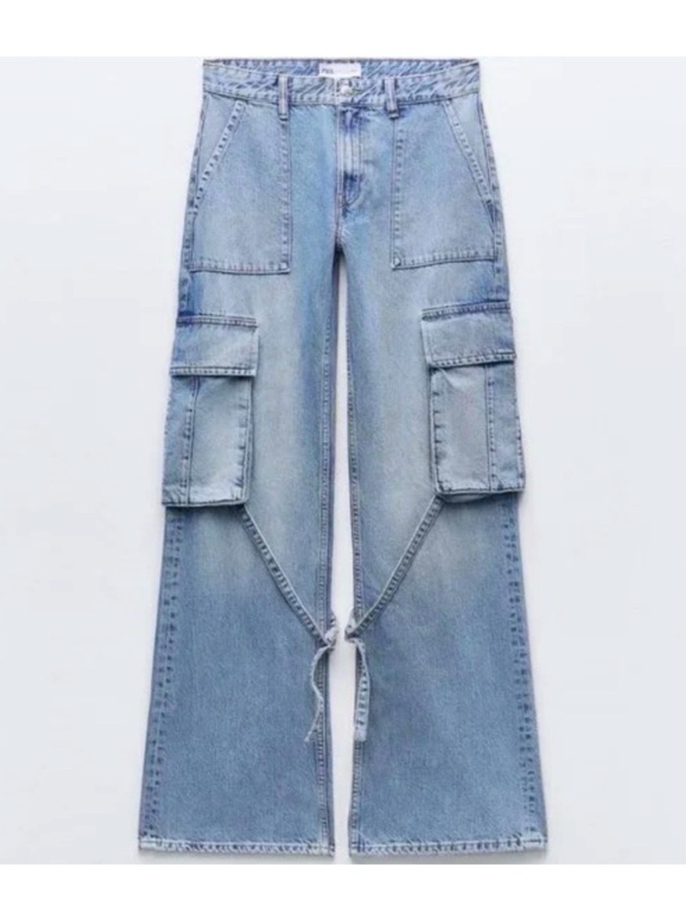 ZARA Wide Leg Cargo Relaxed Jeans - Picture 6 of 9